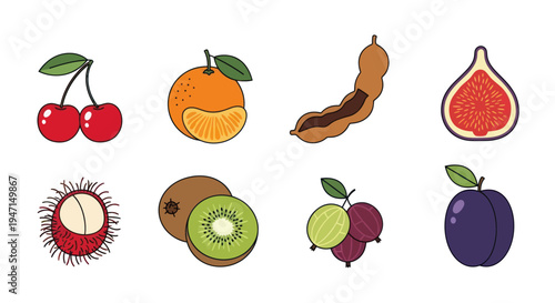 Cartoon fruit assortment illustration