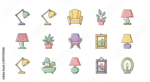 Cartoon interior design elements collection