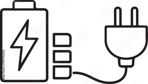 Battery Charging Icon, Electric Energy and Power Symbol