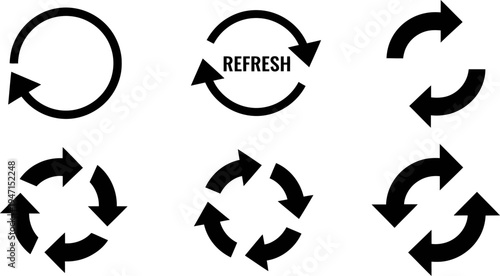 Circular arrows icons set for refresh and cycle concepts  various directions