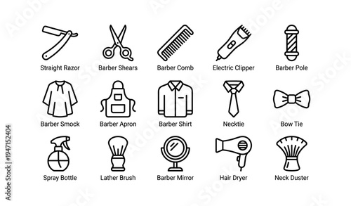 Grooming essentials: straight razor, barber shears, electric clipper for stylish haircuts