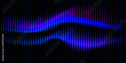 Futuristic abstract waveform made of thin vertical neon lines