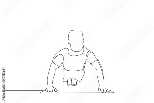 person man sport gym push-up fitness motivation effort lifestyle one line drawing design
