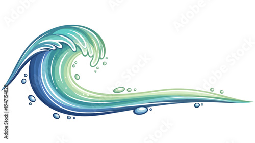 Blue Green Wave Illustration.