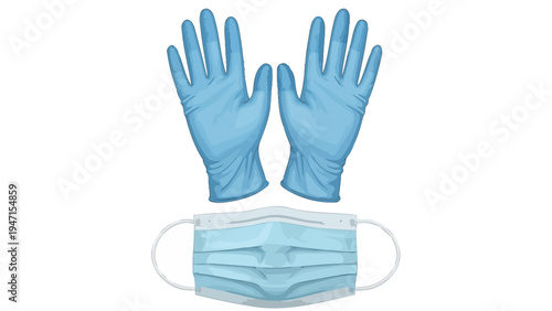 Blue Medical Gloves Mask.
