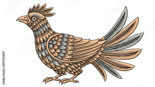 Mosaic Bird Illustration Art.