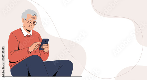 Elderly Man Using Smartphone, Senior Lifestyle, Technology Connection