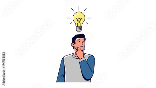 Man with Lightbulb Idea.