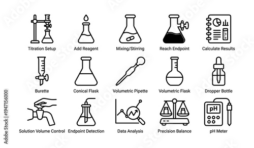 Icons of laboratory equipment for chemistry experiments