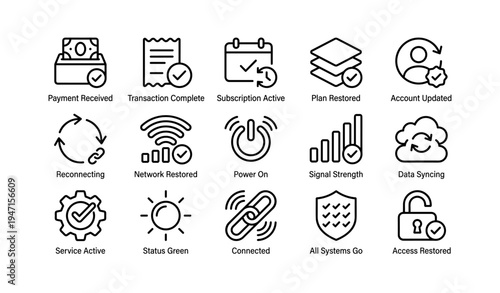 Icon set: payment, subscription, network, data, security, access