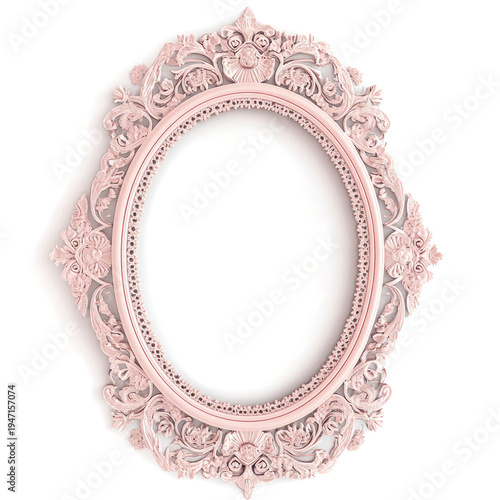  beautiful oval pastel pink lace frame on a transparent background.