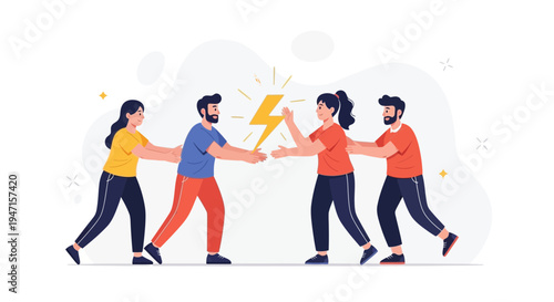 Conflict and disagreement between two couples, symbolizing argument and tension