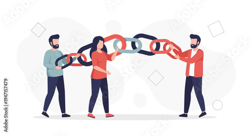 Teamwork and connection: people building a chain