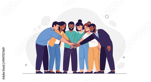 Diverse team hands together, unity, teamwork, collaboration, success, business people