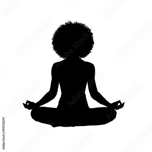 silhouette of a person in yoga position	, a woman sitting in the lotus position