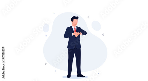 Businessman checking his watch, punctual, waiting, business meeting, time management concept