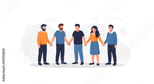 Diverse group of people holding hands in unity, symbolizing teamwork and connection
