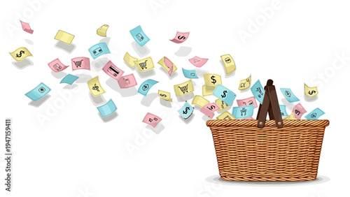 Wicker Basket with Mail.