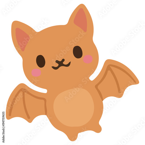 A cute cartoon orange bat with pink cheeks and small wings, depicted in a friendly and simple style.