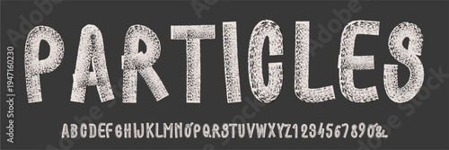 Textured chalkboard style display font. Playful gritty typeface for educational materials, kids designs, and creative branding projects.