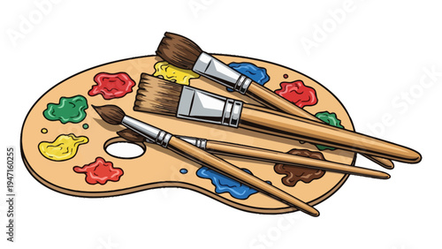 Paintbrushes on Palette.