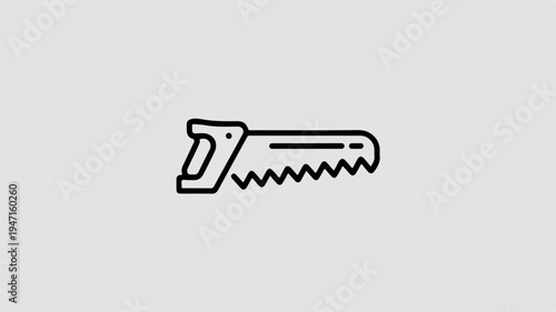 Detailed illustration of a chainsaw with jagged blade and handle on a plain gray background symbolizing power tools