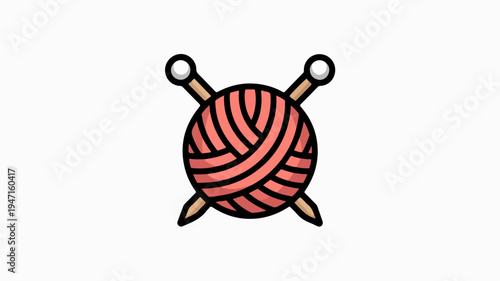 Colorful ball of yarn with knitting needles on white background symbolizing hobby and craft