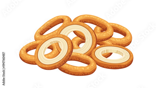 Pile of Bagels on White.