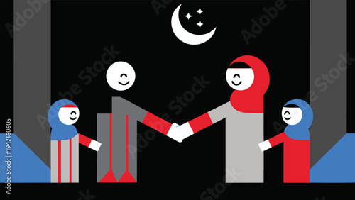 Happy Eid al Fitr celebration with family, embracing culture and tradition in a joyful gathering