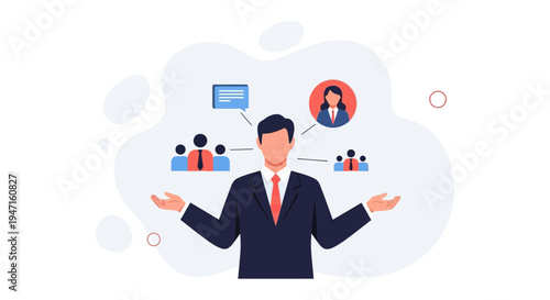 Businessman Managing Team and Communication, Business Strategy and Networking Concept