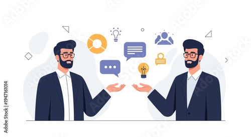 Businessmen Discussing Ideas, Collaboration, Innovation, and Teamwork Concept