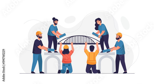 Team Building Bridge Construction Project Collaboration Teamwork