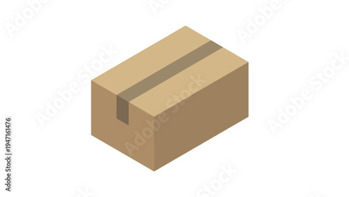 A standard cardboard box sealed with packing tape, depicted in an isometric illustration