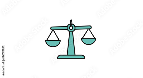 Minimalist Flat Design Icon of Scales of Justice