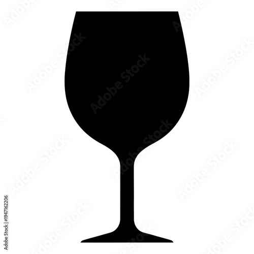 Elegant Wine Glass Silhouette Icon, Vector Art, Minimalist Design