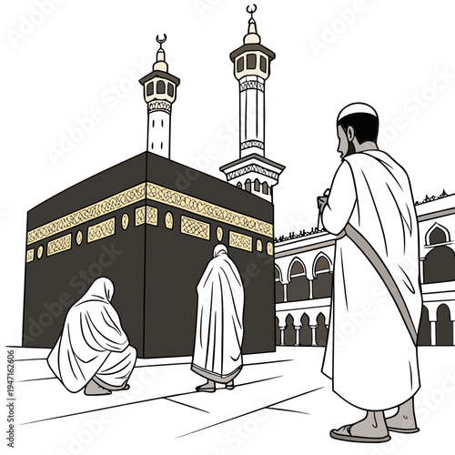 Ultra detailed realism showing pilgrims eng Kaaba mosque 1