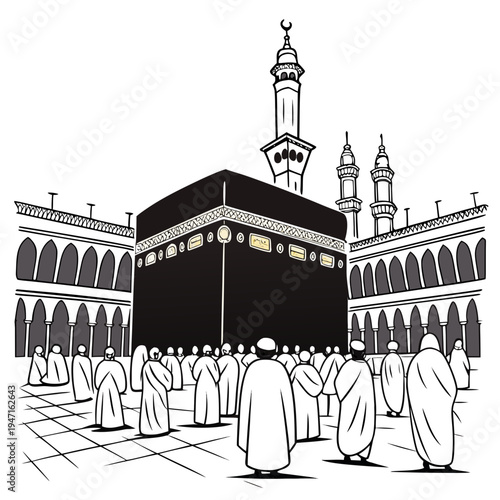 Ultra realistic of pilgrims gathered around the kaaba
