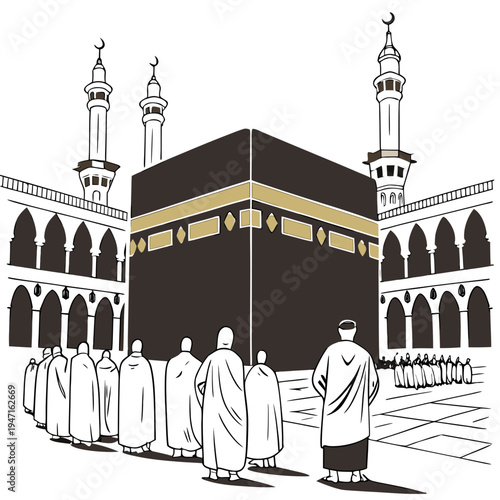 Ultra realistic of pilgrims gathered around the Kaaba 2