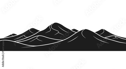 Silhouette of a mountain range with smooth flowing contours and peaks.