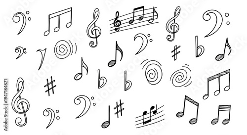 Hand Drawn Music Notes and Musical Symbols Collection