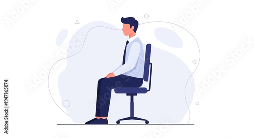 Businessman Sitting on Office Chair, Minimalist Flat Design, Business Concept