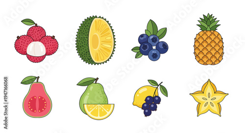Colorful assortment of fresh fruits