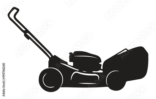 Lawn Mower Silhouette Gardening Equipment Vector Icon