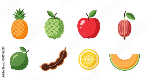 Colorful assortment of fresh fruits isolated