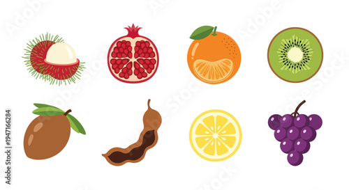 Colorful assortment of fresh fruits isolated