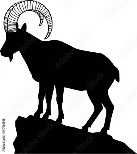 Alpine Ibex Silhouette – Flat Vector Plotter Cut File