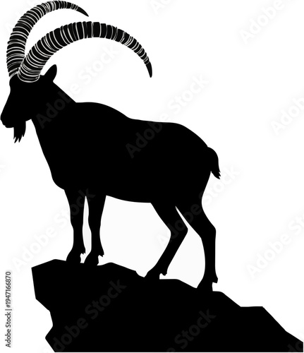 Alpine Ibex Silhouette – Flat Vector Plotter Cut File