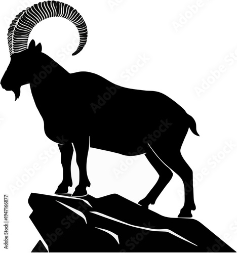 Alpine Ibex Silhouette – Flat Vector Plotter Cut File