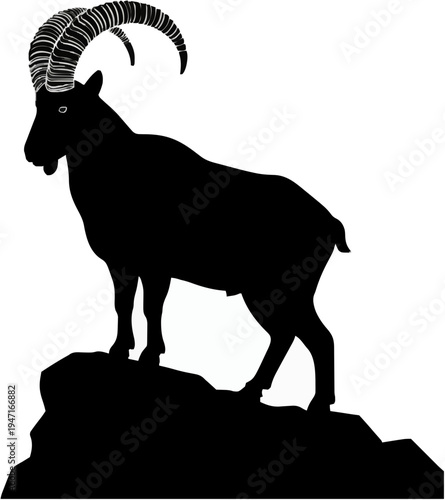 Alpine Ibex Silhouette – Flat Vector Plotter Cut File