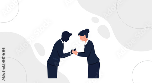 Business people bowing in greeting, Japanese business etiquette, respect, teamwork, corporate culture